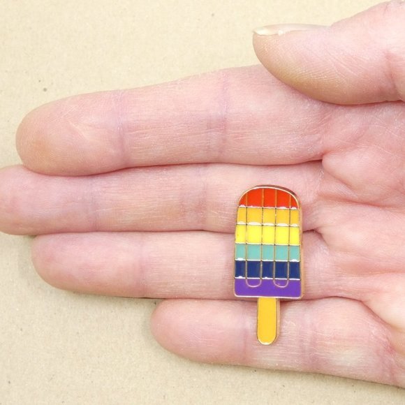 FREE ADD ON WITH PURCHASE Rainbow Pride Popsicle LGBTQ Enamel Brooch Pin - Picture 2 of 4